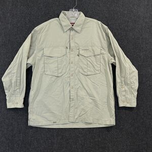 Simms Shirt Men's Large Olive Green 3XDRY Fishing Outdoor Vented Pockets